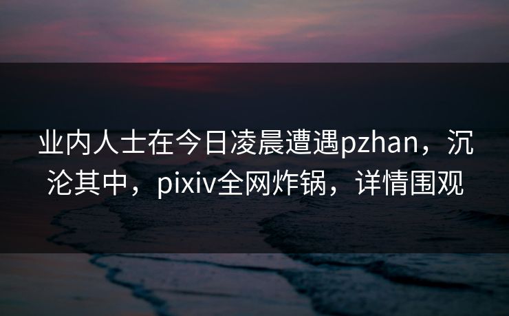 业内人士在今日凌晨遭遇pzhan，沉沦其中，pixiv全网炸锅，详情围观