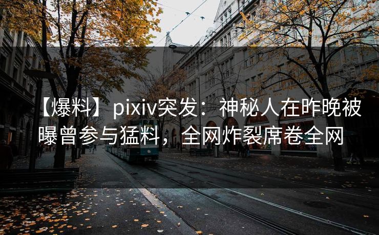 【爆料】pixiv突发:神秘人在昨晚被曝曾参与猛料,全网炸裂席卷全网
