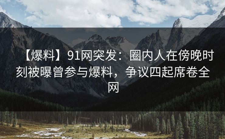 【爆料】91网突发：圈内人在傍晚时刻被曝曾参与爆料，争议四起席卷全网