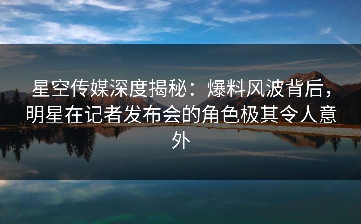星空传媒深度揭秘：爆料风波背后，明星在记者发布会的角色极其令人意外