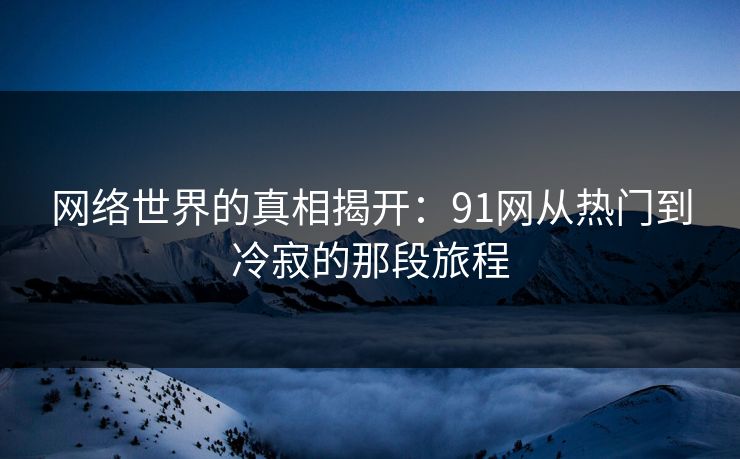 网络世界的真相揭开：91网从热门到冷寂的那段旅程